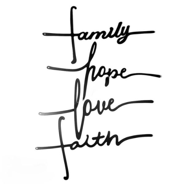 Décoration murale en métal noir mots love