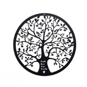 Décoration murale arbre de vie en métal noir