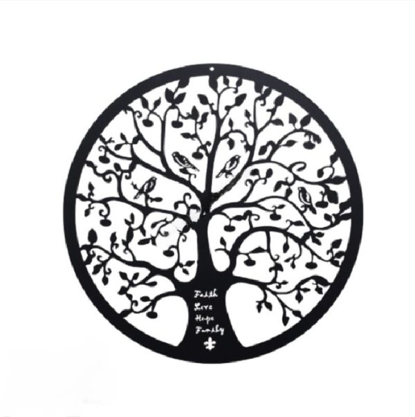 Décoration murale arbre de vie en métal noir