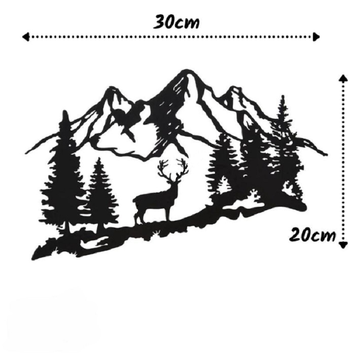 Décoration murale moderne forêt montagne métal noir