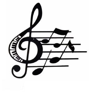 Décoration murale en métal noir clé de sol