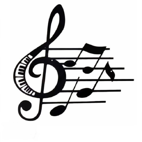 Décoration murale en métal noir clé de sol