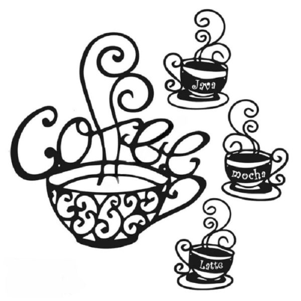 Décoration murale en métal noir thème café