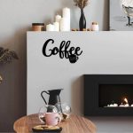 Élégante décoration murale en métal noir thème café