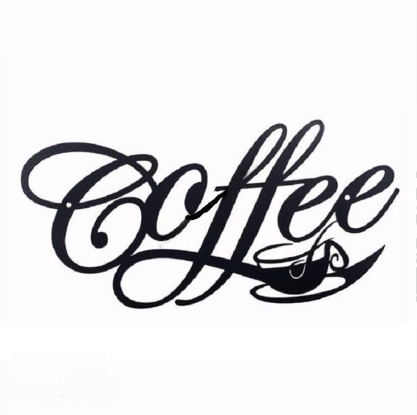 Décoration murale en métal noir tasse à café