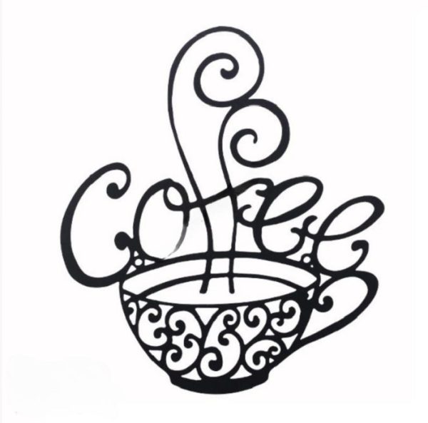 Lettrage Coffee en métal noir pour décoration murale