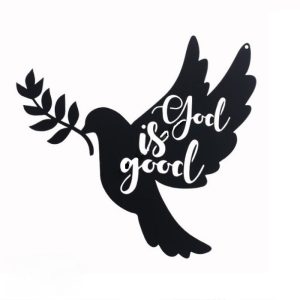 Décoration murale métal noir colombe paix élégante