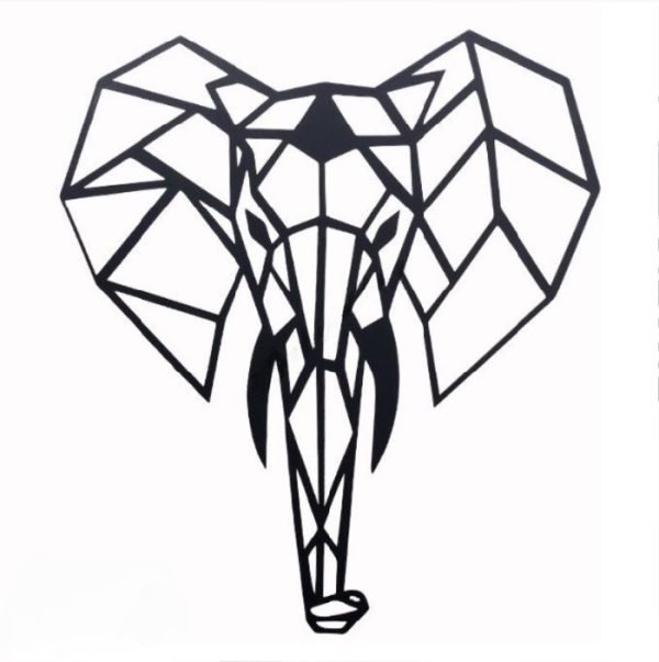 Élégante décoration murale en métal noir éléphant