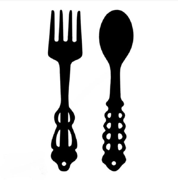 Décoration murale fourchette cuillère métal noir