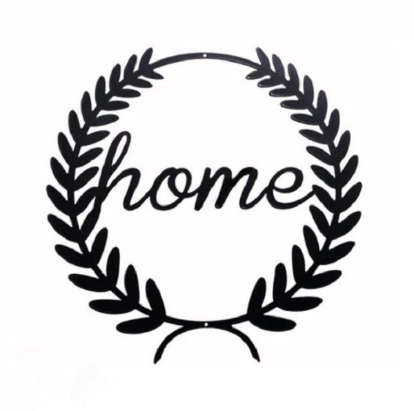 Décoration murale noire en métal avec inscription Home