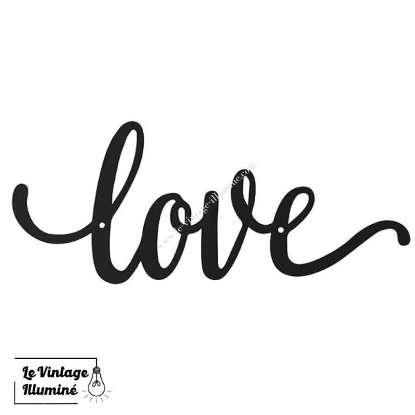 Décoration murale en métal noir avec le mot Love