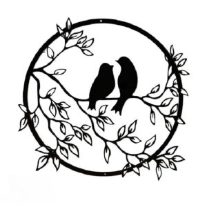 Décoration murale métal noir oiseaux sur branche