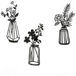 décoration murale métal noir avec vases