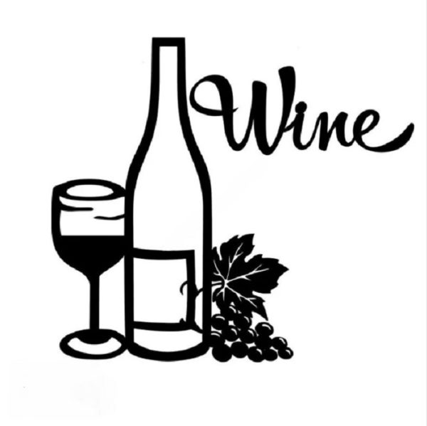 Décoration murale métal noir design wine