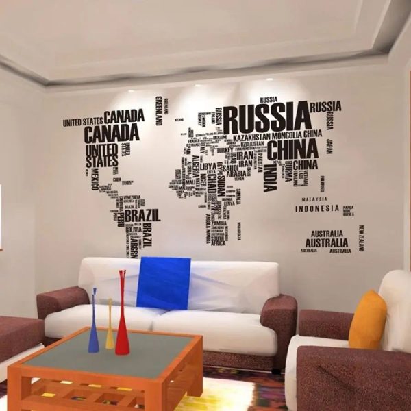 Sticker mural carte monde