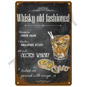 Plaque décorative murale Whisky Old Fashioned