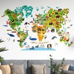 carte du monde avec animaux
