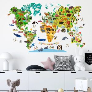 sticker mural carte du monde
