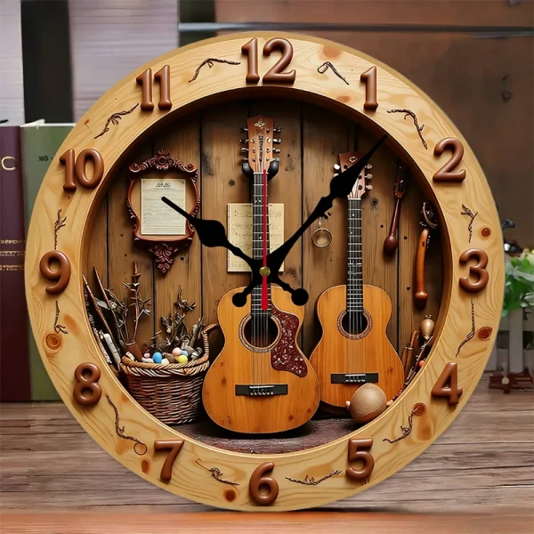 horloge murale avec guitares