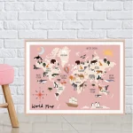 animaux sur carte murale