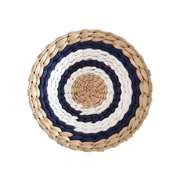 déco murale rotin bleu blanc