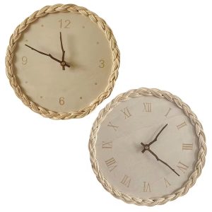 horloge murale rotin