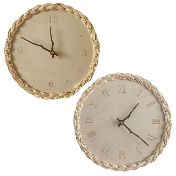 horloge murale rotin