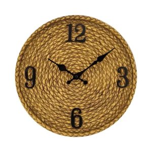 horloge murale en rotin tressé