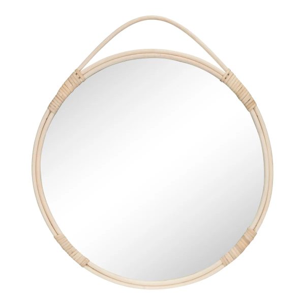 miroir rond en rotin naturel